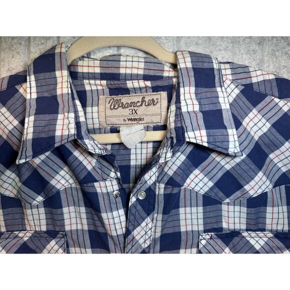 Wrangler Wrancher VTG 3XL Western Pearl Snap Shortsleeved Button Up Snap - Picture 2 of 5